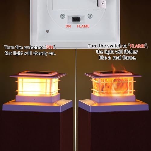 4 Pack Solar Post Cap Lights Outdoor with Flickering Flame Light (4 Count)