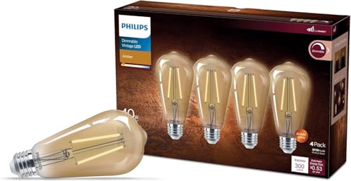 40W ST19 4 Pack Vintage Edison Spiral Amber (4 Count)