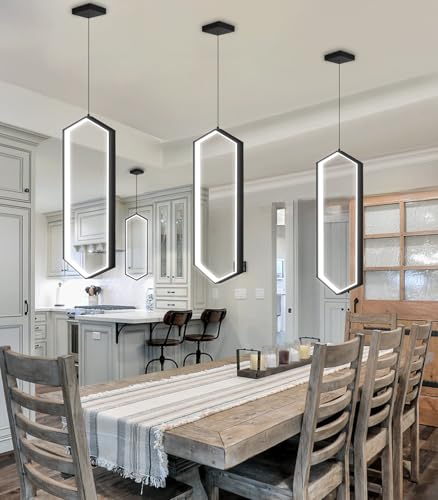 Ring Dimmable Pendant Lighting Adjust LED Mini Chandelier Ceiling Light Fixtures for Kitchen Island Dining Room Living Room Bedroom Hallway Black