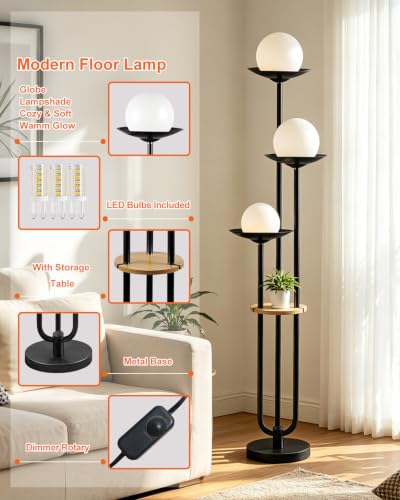 Globe Floor Lamp with Shelf 3 (3 Count)