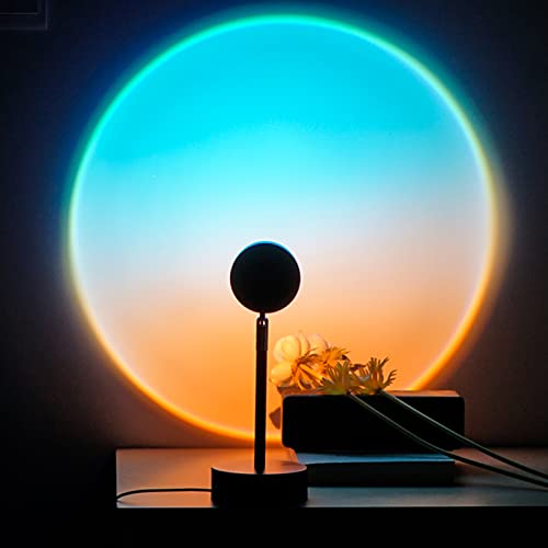Sunset Lamp Projection Rotation Rainbow Projection Lamp Led Romantic Visual Led Light Network Red Light with USB Modern Floor Stand Night Light Living Room Bedroom Décor