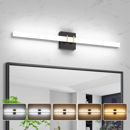Modern Black and Brass Vanity Light Bar 32 Inch