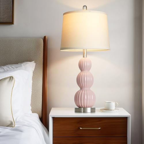 28" Pink Ceramic Table Lamps Set of 2 (2 Count)