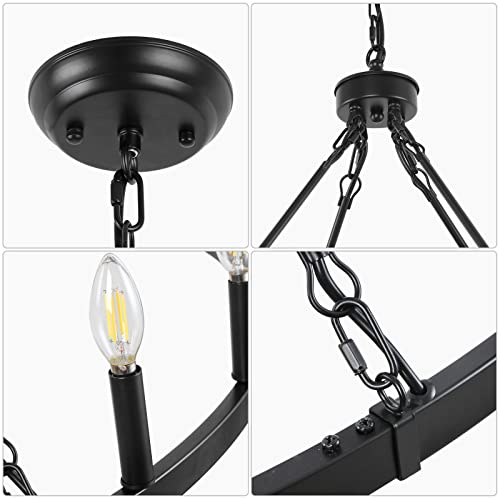 47'' 20 Light Large Black Wagon Wheel Chandelier for Living Room