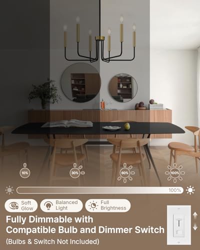6 Light Black and Gold Chandelier