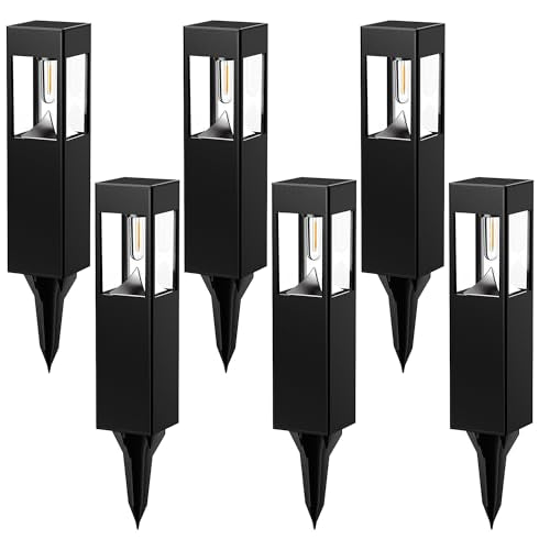 6 Pack Black Solar LED Outdoor Path Lights 30 Lumens (6 Count)