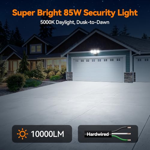 85W 10000LM Switch Controlled Outdoor Flood Lights (Black)