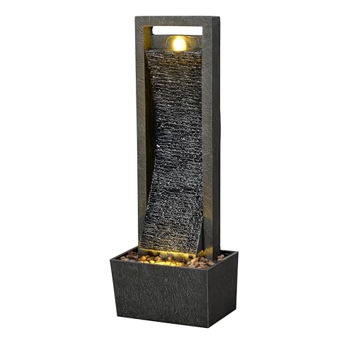 38.6" Tall Outdoor Water Fountain with LED Lights