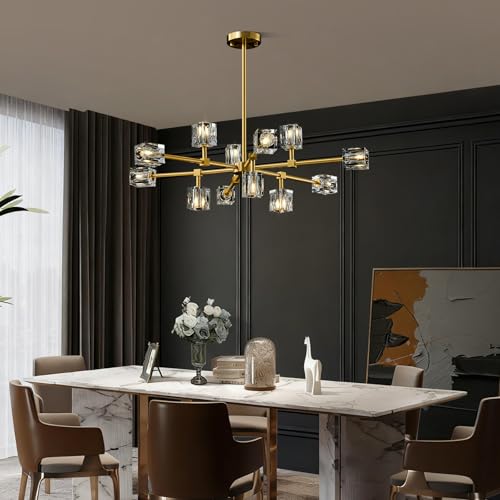 Modern Sputnik Crystal Brass Chandelier