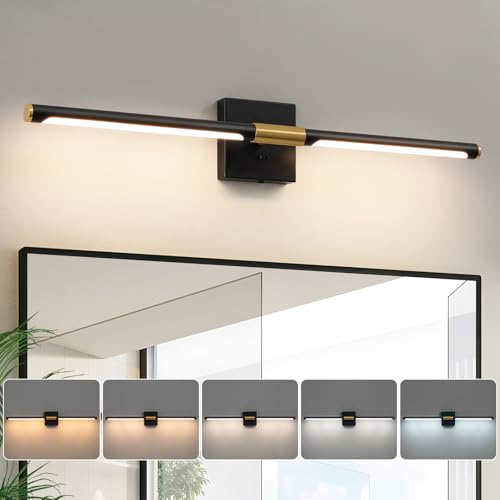 32 Inch Black and Gold Bathroom Vanity Light