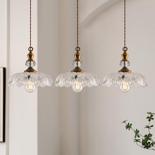 Vintage Glass Pendant Light Fixture 3 (3 Count)