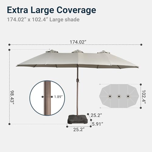 15 Ft Double Head Umbrella Outdoor Patio With Base
