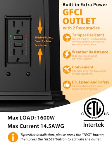 Motion Sensor Outdoor Lamp Post Light Fixture with GFCI Outlet