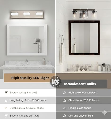 Brushed Nickel Vanity Lights for Bathroom (3 Count)