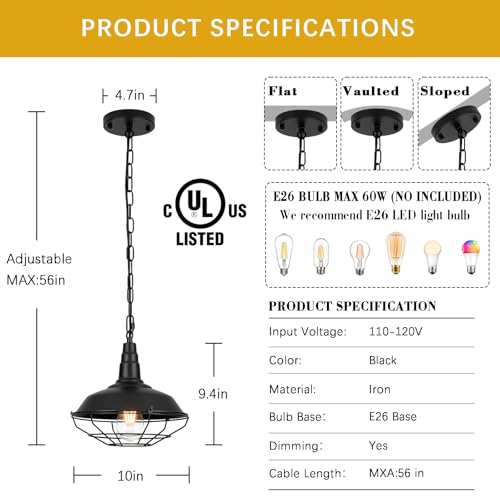 Black Pendant Light Kitchen Island 3 Pack (3 Count)
