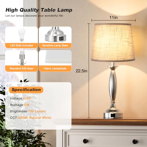 Bedroom Lamps for Nightstand (2 Count)