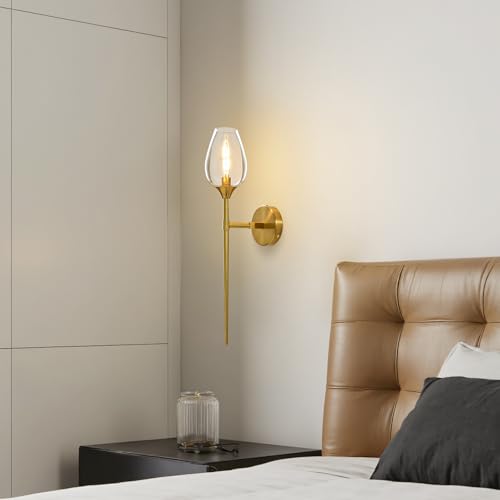 Set of 2 Gold Glass Wall Sconce Light