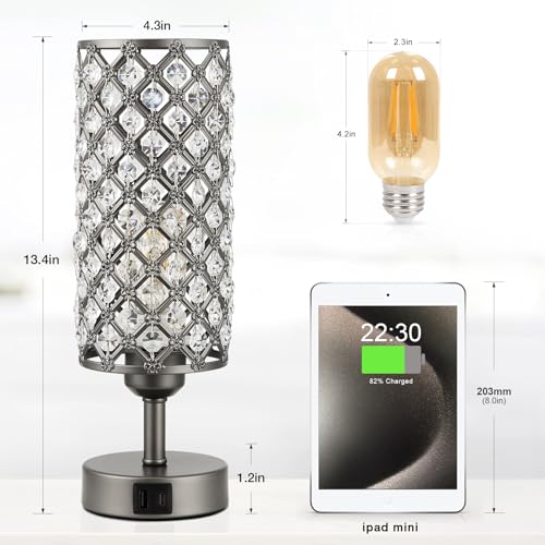 Gray Crystal Bedside Lamp