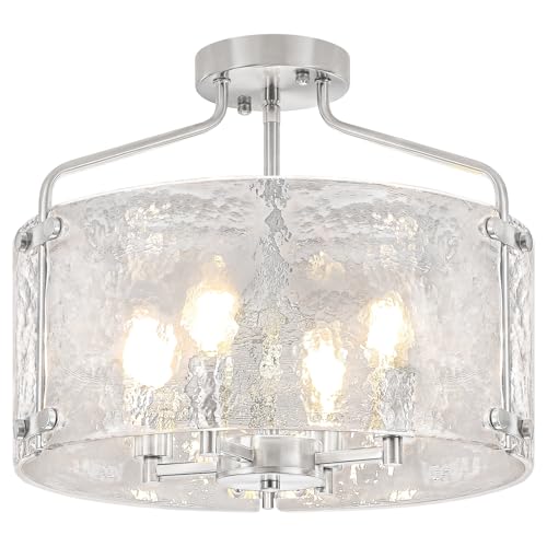 Modern Brushed Nickel Semi Flush Ceiling Light