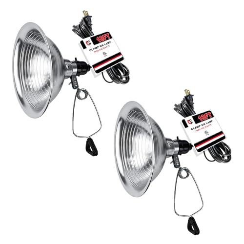 18 2 10 FT Clamp Lamp Light with Detachable 8.5 Inch Aluminum Reflector (2 Count)
