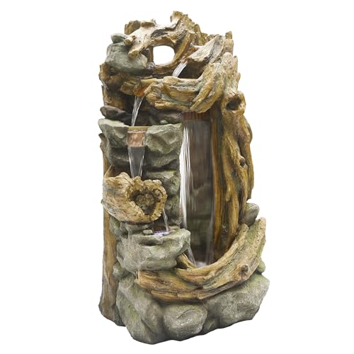 TZL404 71" Cascading Tree Trunk Fountain with LED Lights