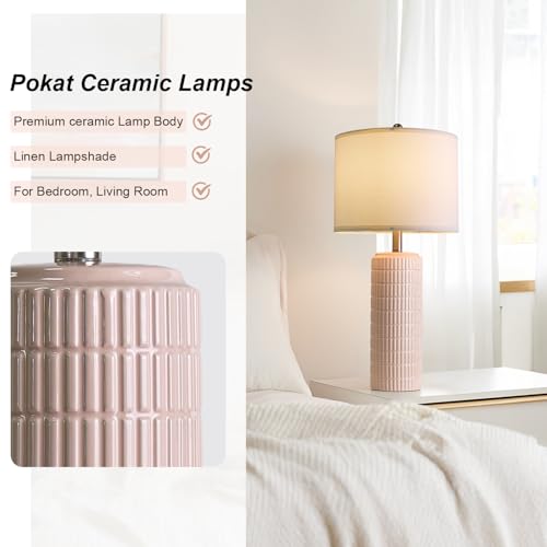 27.5" Pink Ceramic Table Lamps for Girls Room Set of 2 (2 Count)