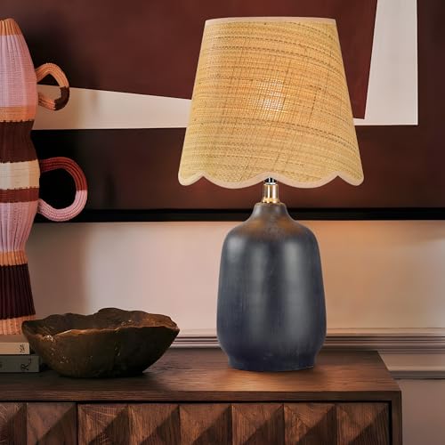 Set of 2 19" Modern Ceramic Table Lamp for Living Room Cream Base Desk Lamps for Bedroom Farmhouse Bedside Nightstand Lamp End Table Lamps (2 Count)