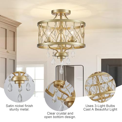 Farmhouse Crystal Ceiling Light Fixture (3 Count)