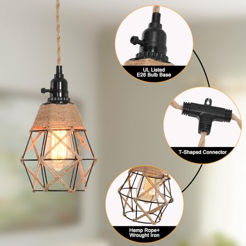 3 Light Hanging Light with Plug in Cord