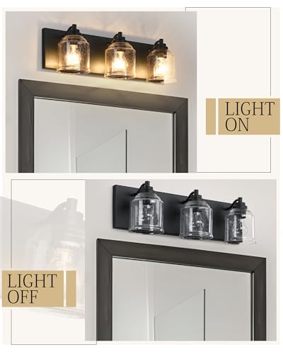 23" 3 Light Farmhouse Bathroom Vanity Light with Bubble Glass