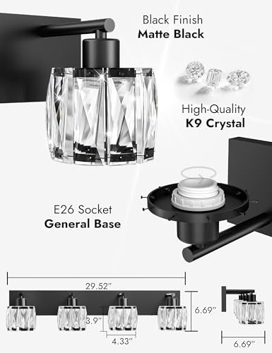 Crystal Vanity Lights for Bathrooms (4 Count)