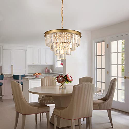 Modern Gold Crystal Chandelier 24”Living Room Chandeliers Light Fixture