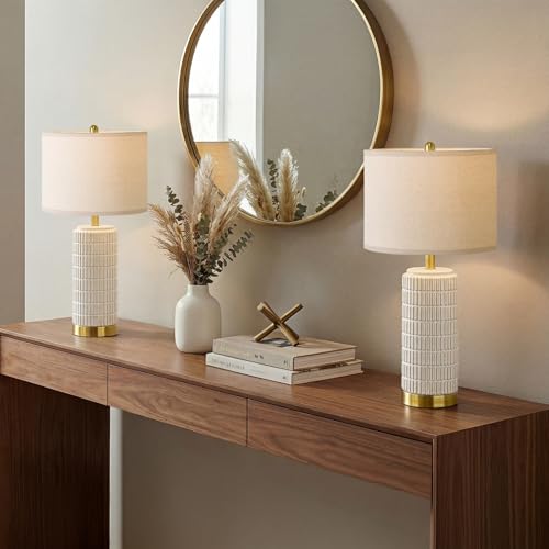 25'' Modern Table Lamps Set of 2 for Living Room with Gold Base (2 Count)