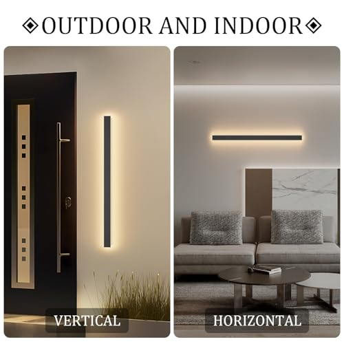 2 Pack 31.5inch Modern Outdoor LED Wall Lights 24W Exterior Wall Light Fixture IP65 Waterproof 3000K for House Porch Courtyard