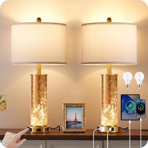 25.6" Gold Table Lamps Set of 2 (2 Count)