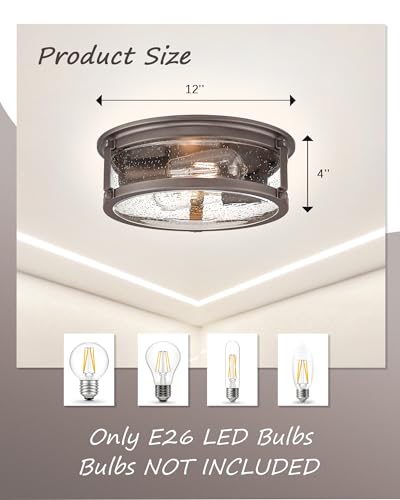 Vintage Oil Rubbed Bronze Flush Mount Ceiling Light (Oil-Rubbed Bronze)