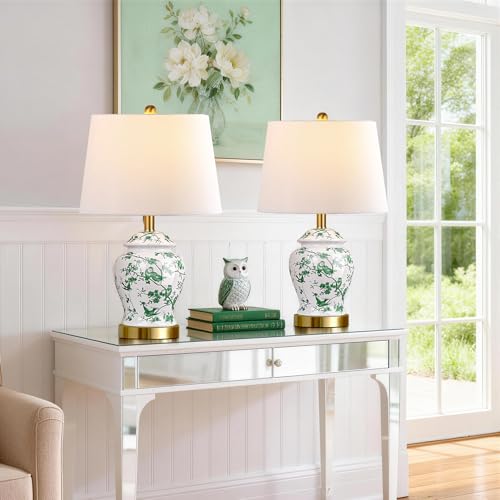 Large Chinoiserie Ceramic Table Lamps Set of 2 for Living Room (2 Count)