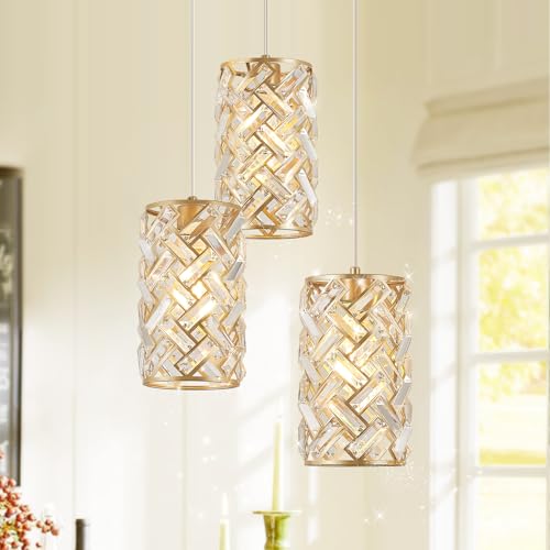 Gold Crystal Cluster Pendant Light