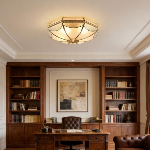 24 Inch Large Mid Century Modern Brass Flush Mount Ceiling Light