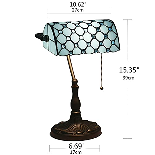 Tiffany Style Bankers Table Lamp Stained Glass Piano Desk Lamp Vintage Bedroom Bedside Lamp for Study