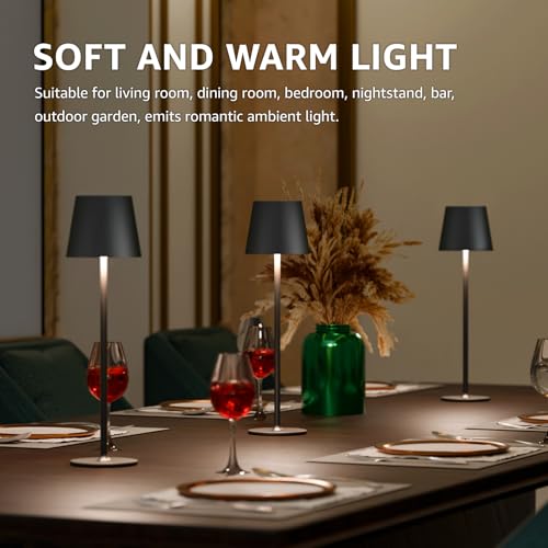 2 Pack Cordless Table Lamp Rechargeable 5000mAH Battery Operated Lights Touch Control LED Portable Desk Lamps 3 Color Dimming for Outdoor Coffee Bedroom Kitchen (2 Count)