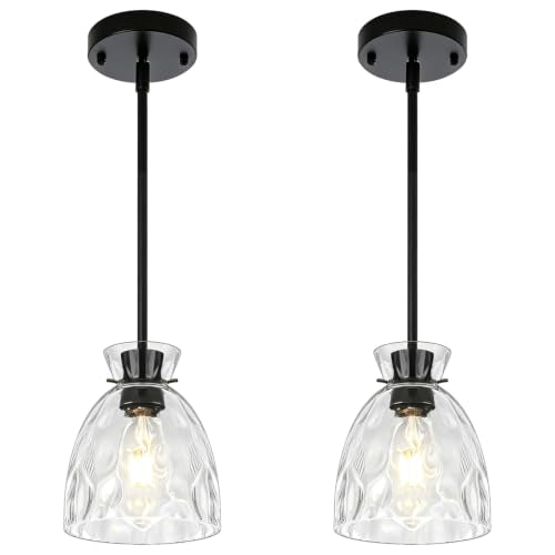 Modern Black Pendant Lights Kitchen Island 2 Pack Hanging Light 5.9"
