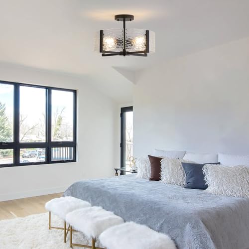 18" Black Large Semi Flush Mount Ceiling Light
