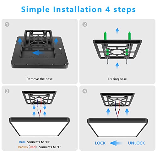 12Inch 24W Square LED Ceiling Light Fixtures Flush Mount