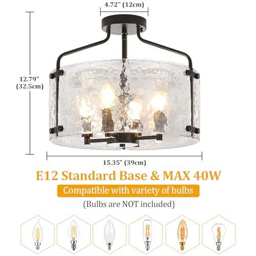 Black Semi Flush Mount Ceiling Lights Modern Entryway Hallway Light Fixture