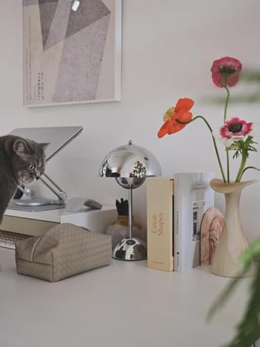 Modern Flower Bud Lamp 12" Cordless Touch Lamp Dimmable 2600mAh Rechargeable Desk Lamp Nordic Minimalist Mushroom Lamp Nightstand Bedside Lamp for Bedroom Living Room