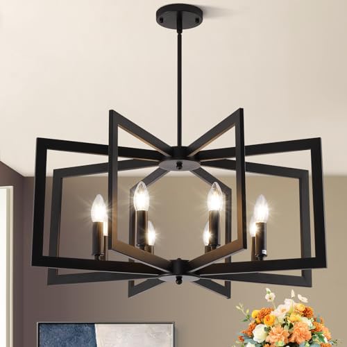 28" Modern Black Chandelier for Dining Room