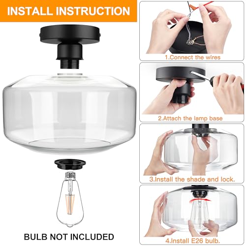 Industrial Semi Flush Mount Ceiling Light Extra Large
