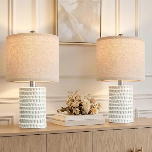 Farmhouse Ceramic Table Lamp for Living Room Bedside Lamps for Bedroom Nightstand Lamp End Table Lamps