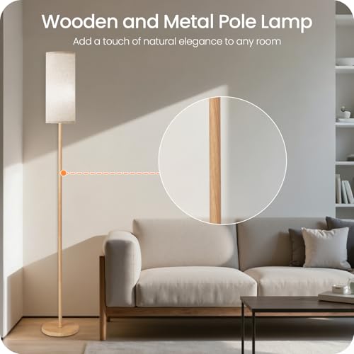Wooden Textured Pole Lamp
